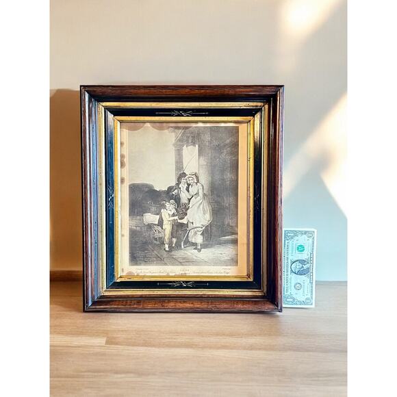 Antique Engraving in Victorian Shadow box Frame-Cries of London-16x14-Trades Art - Picture 10 of 10